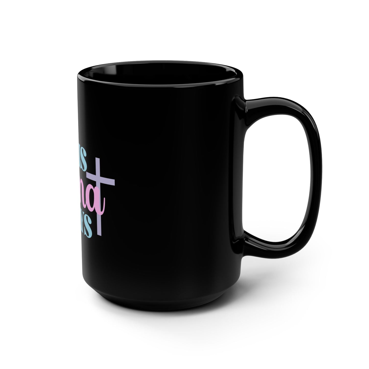 This Mama Prays 15oz Black Mug — Inspirational Christian Coffee Cup for Moms