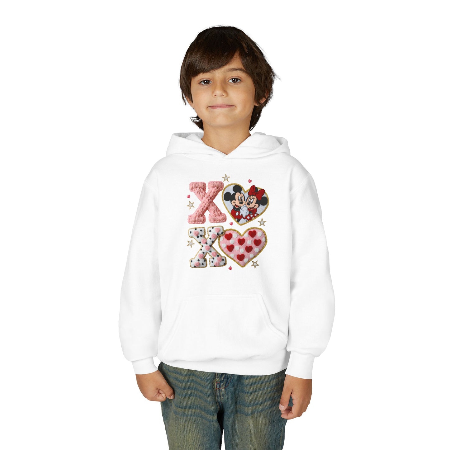 Youth Hoodie — 'XOXO' Heart & Valentine Graphic