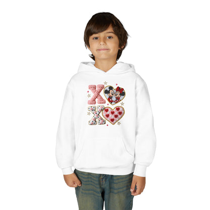 Youth Hoodie — 'XOXO' Heart & Valentine Graphic
