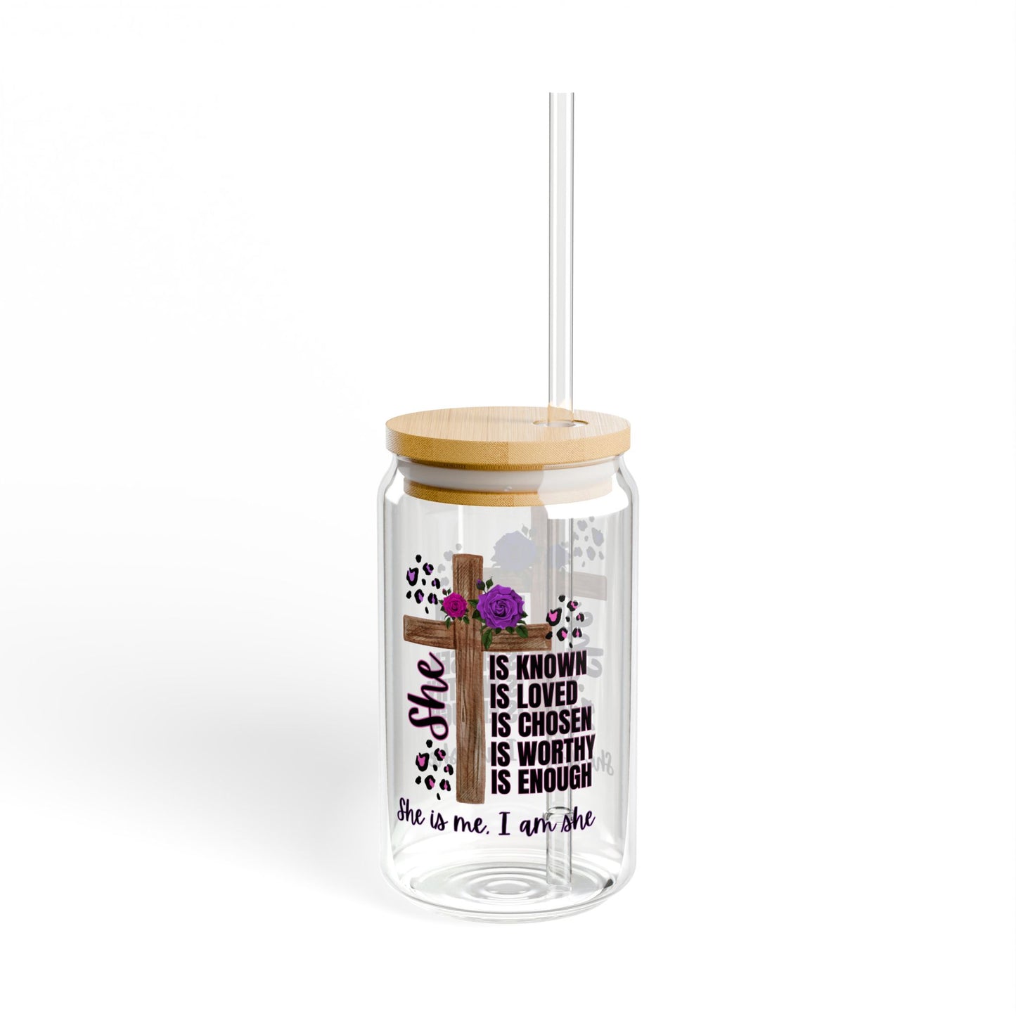 Inspirational Sipper Glass - 16oz, Motivational Drinkware, Reusable Cup, Gift for Her, Faith-Based Tumbler, Summer Hydration (Pink, Purple , Blue)