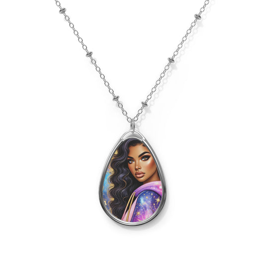 Celestial Portrait Oval Necklace
