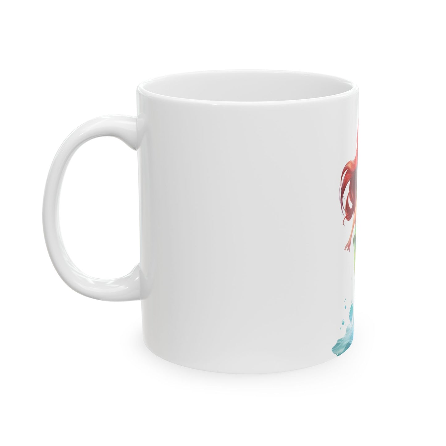 Mermaid Girl Ceramic Mug — Cute Redhead Mermaid Coffee Cup (11oz & 15oz)