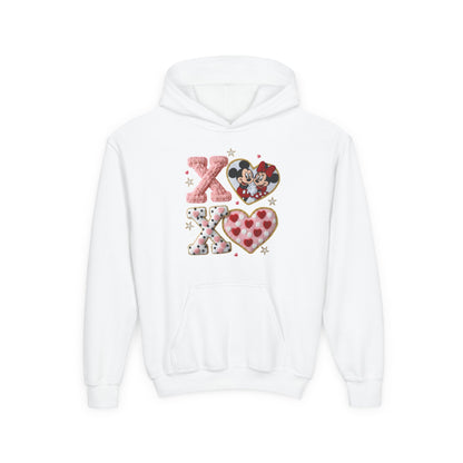 Youth Hoodie — 'XOXO' Heart & Valentine Graphic