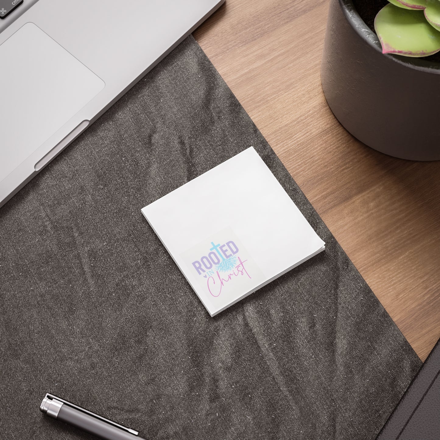 Rooted in Christ Post-it Notes — Faith-Inspired Sticky Note Pads (Pastel Cross Design)