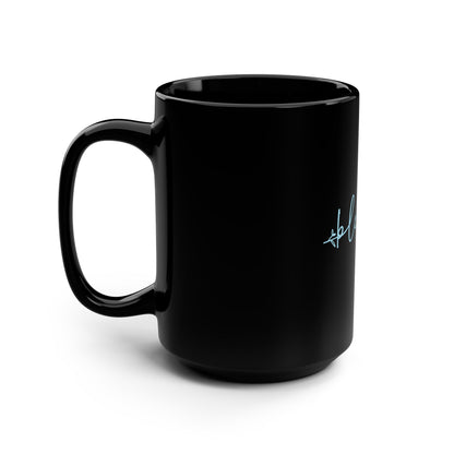 Blessed Script Black Ceramic Mug — 15oz Inspirational Coffee Cup