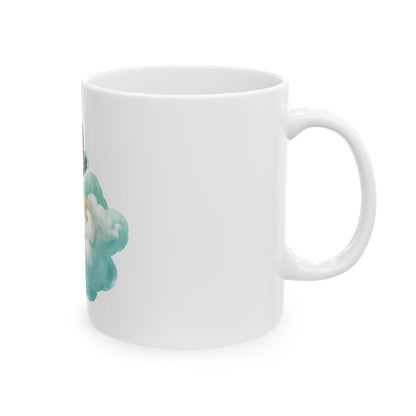 Princess on a Cloud Ceramic Mug – Cute Chibi Girl Illustration (11oz & 15oz)