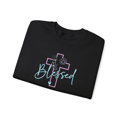 Blessed Cross Sweatshirt — Christian Faith Pullover for Women & Men