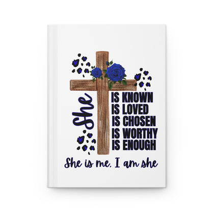 Inspirational Hardcover Journal with Cross Design, Guided Journal, Gift for Women, Faith-Based Writing, Daily Reflection, (BLUE)