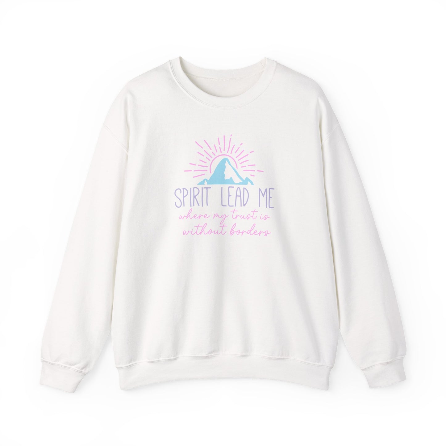 Spirit Lead Me Crewneck Sweatshirt — Pastel Mountain Faith Pullover
