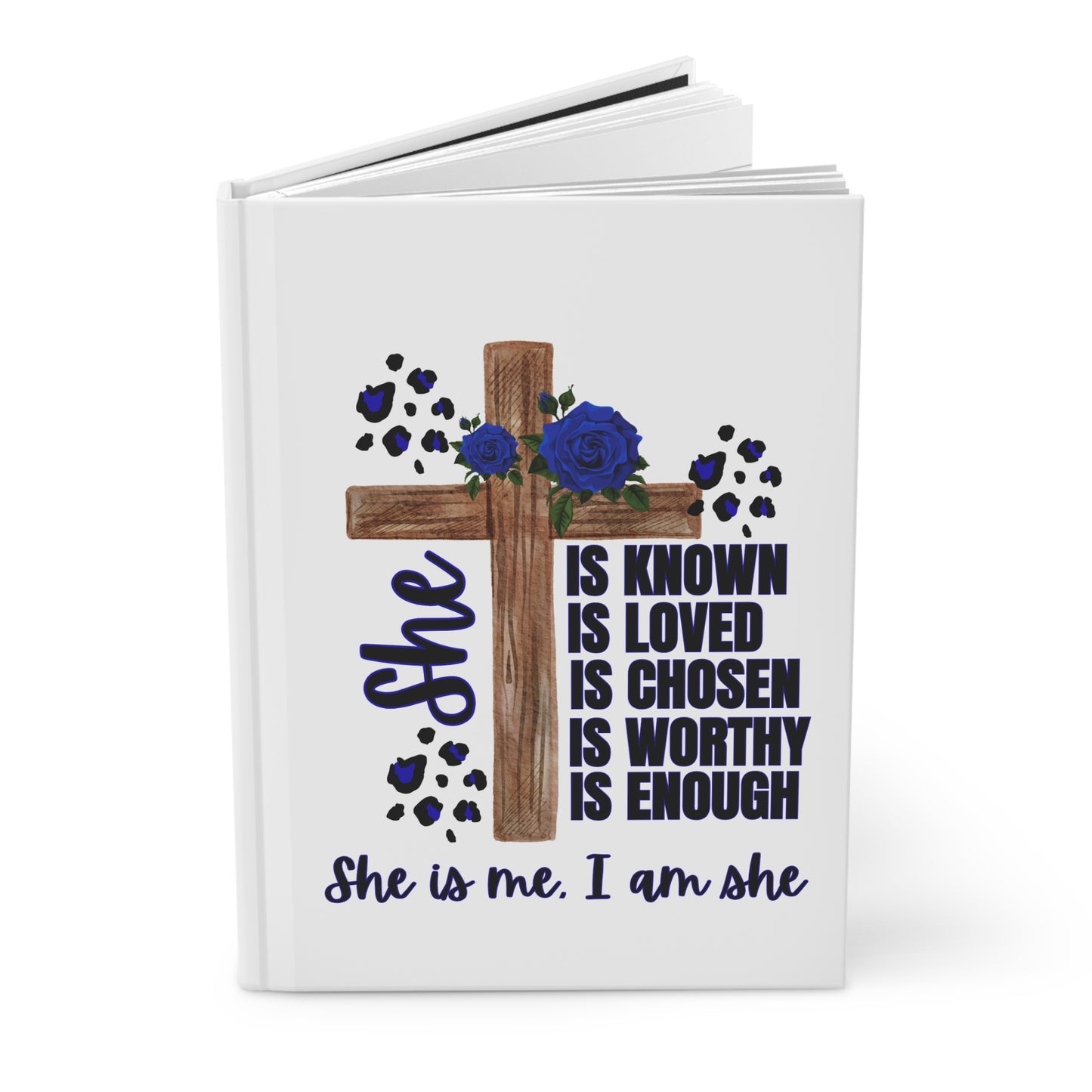Inspirational Hardcover Journal with Cross Design, Guided Journal, Gift for Women, Faith-Based Writing, Daily Reflection, (BLUE)