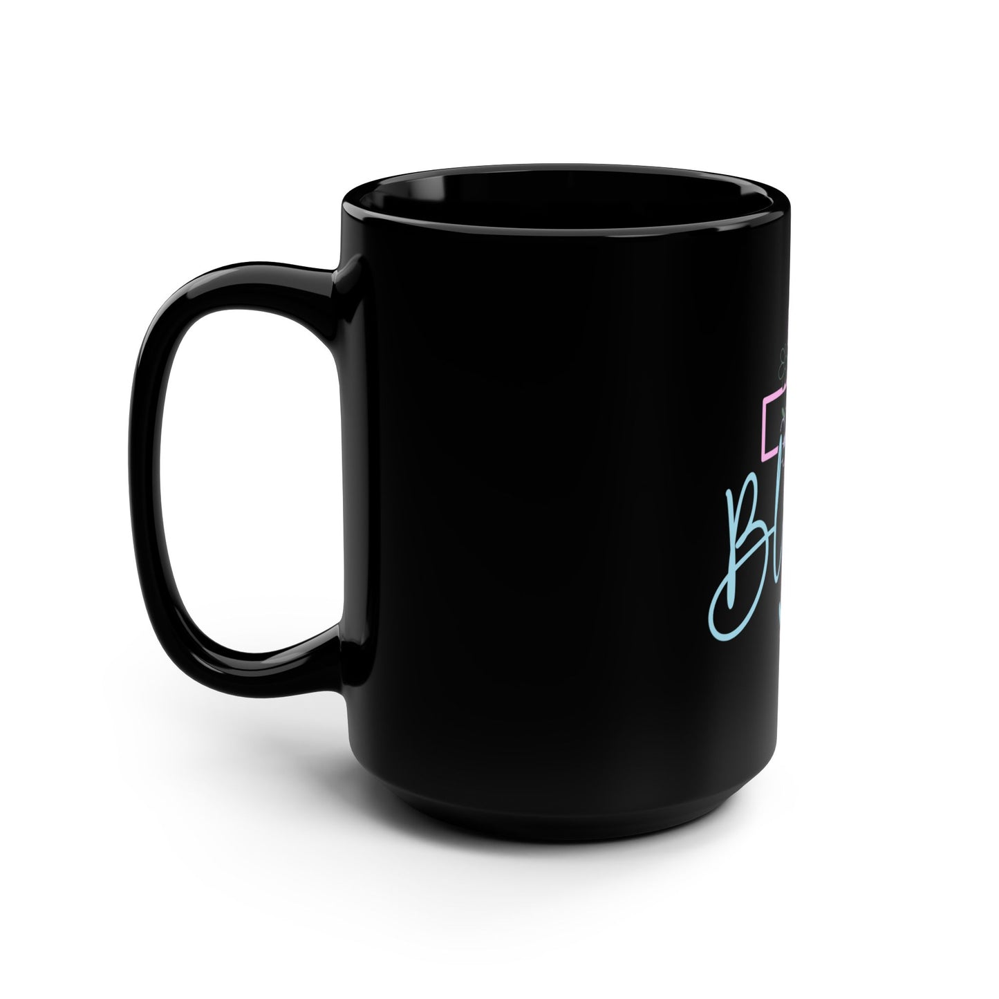 Blessed Cross Floral Black 15oz Mug — Christian Gift Coffee Cup