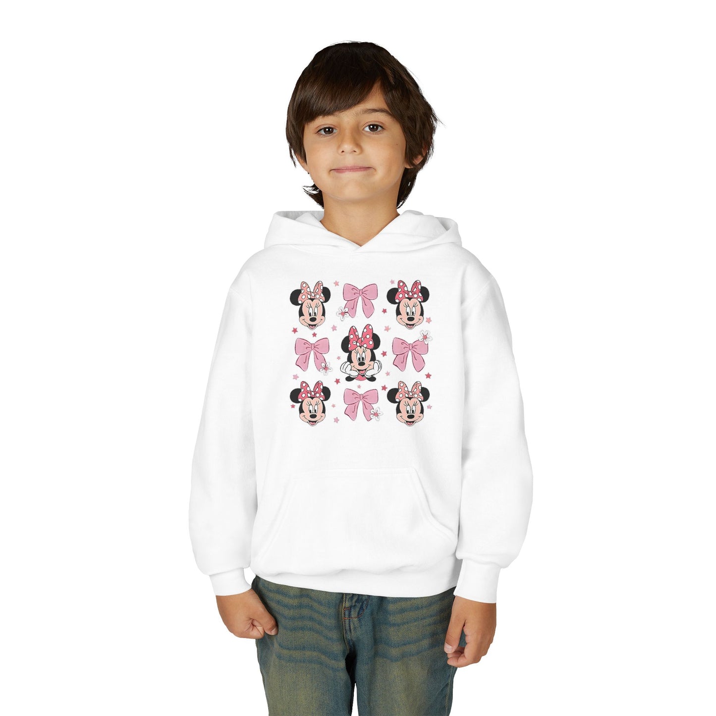 Kids Bow Pattern Hoodie – Cute Pink Character Pullover