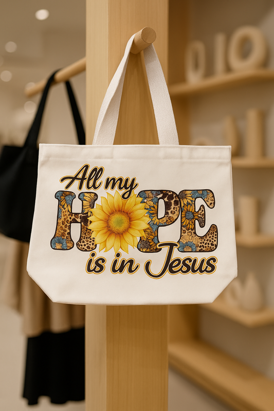 ALL MY HOPE IS IN JESUS - WHT TOTE BAG - MED