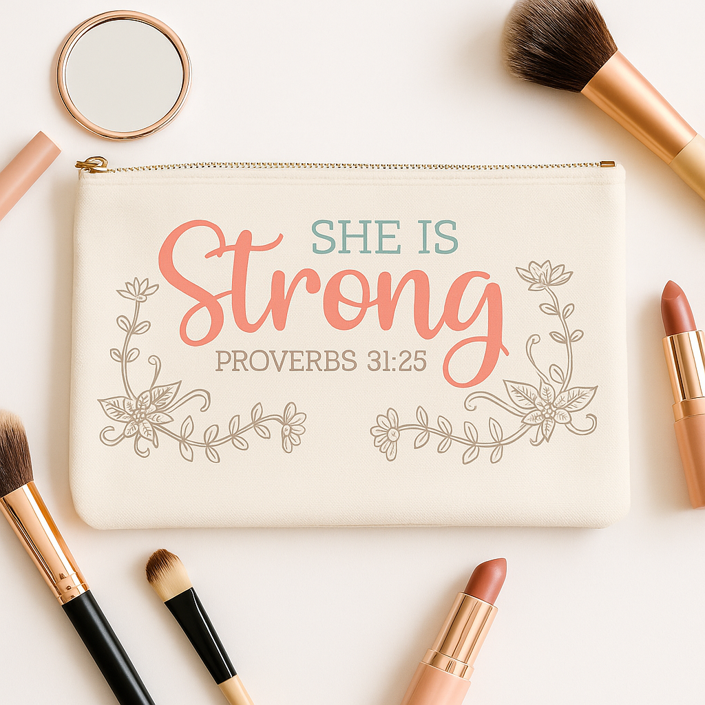 She is strong Makeup zipper bag - M
