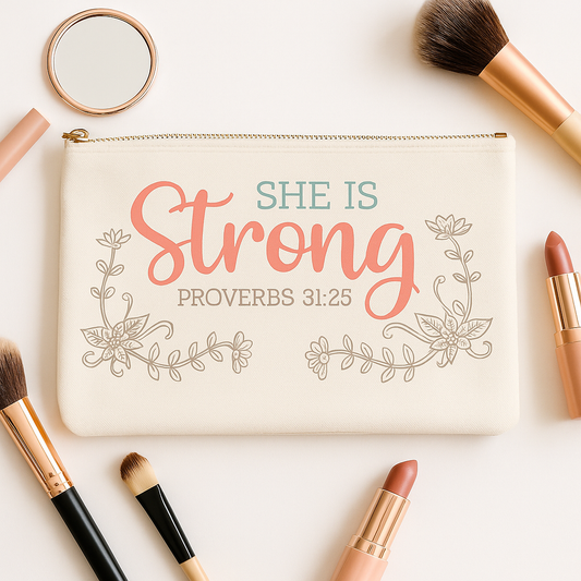 She is strong Makeup zipper bag - M