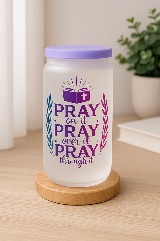 Pray pray pray- Frosted color changing  - glass tumbler