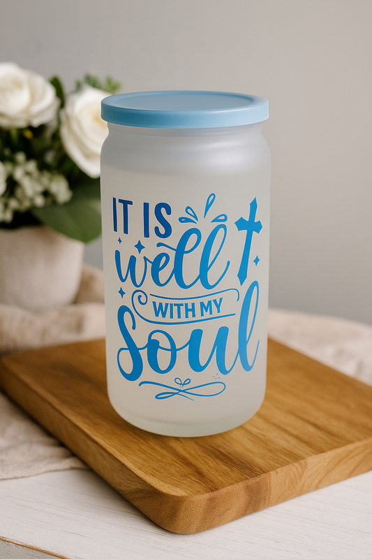 It is well with my soul- Frosted color changing  - glass tumbler